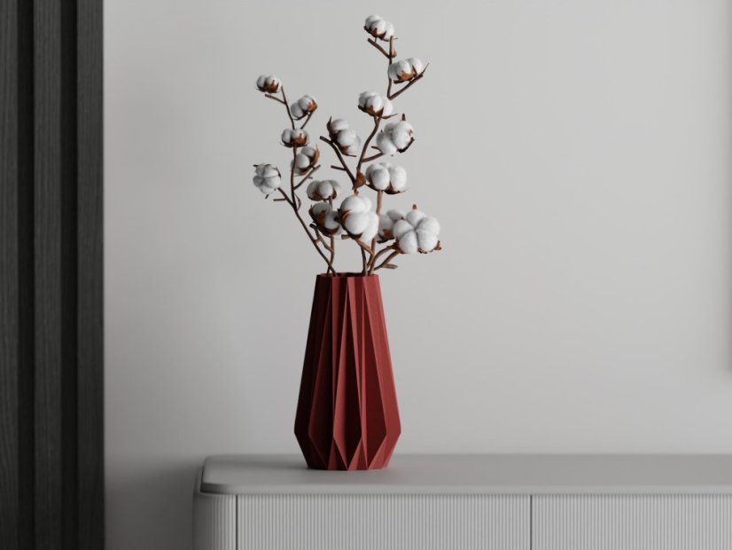 Váza Triangle One - Barva: Tmavě červená - matná - 007, Vnější rozměry: Ø 10 × V 18 cm