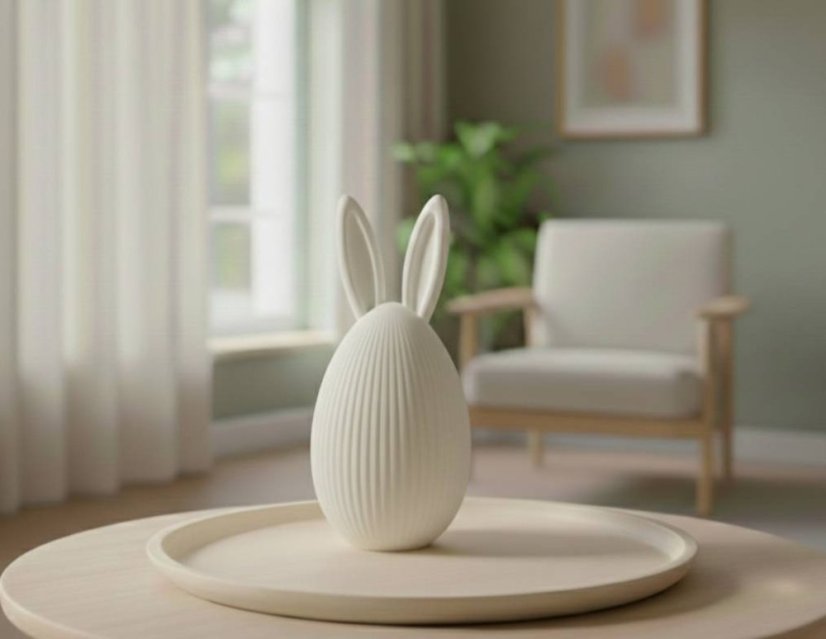 Velikonoční vajíčko se zaječími uchy Ovo-Bunny - Barva: Bílá - matná - 002