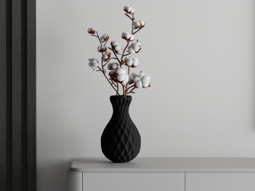 Váza Facet - Barva: Černá - matná - 001, Vnější rozměry: Ø 10 × V 16 cm