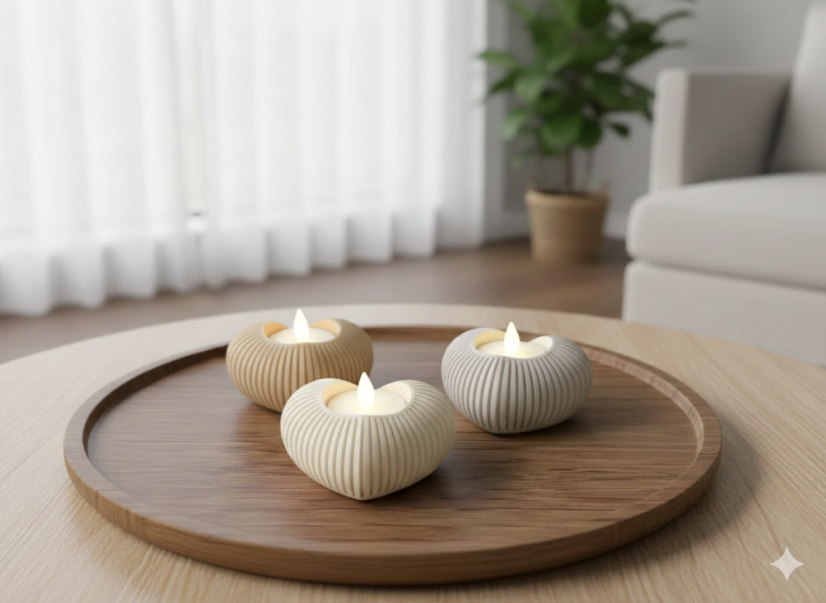 Designový svícen Linea Heart - Barva: Růžová Candy - matná - 102