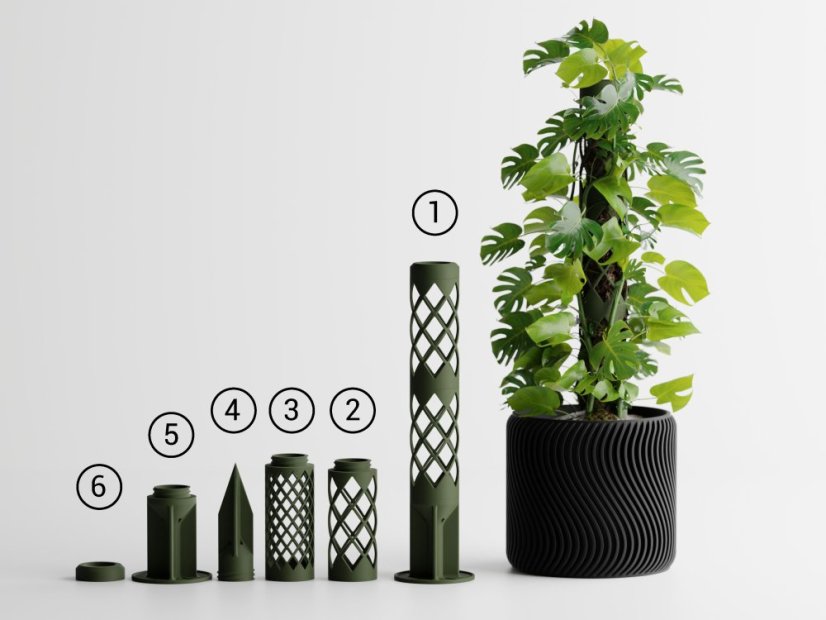 Podpora pro rostliny - Moss Tower Vendura - Barva: Tmavě zelená - matná - 004, Vyberte číslo: 6. Vrchní krytka - průměr věže 10 cm / výška 3 cm