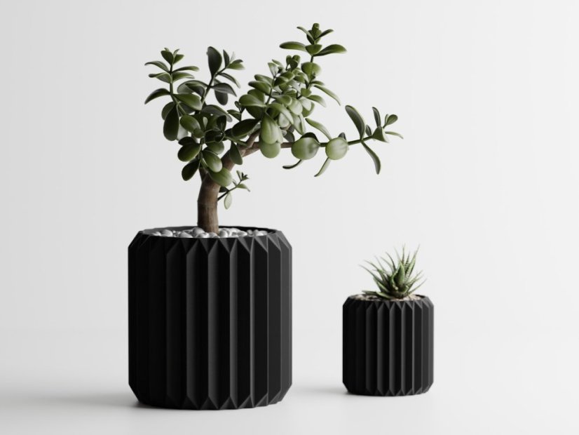 Květináč Trigon - Barva: Černá - matná - 001, Vnější rozměry: Ø 15 × V 15,5 cm