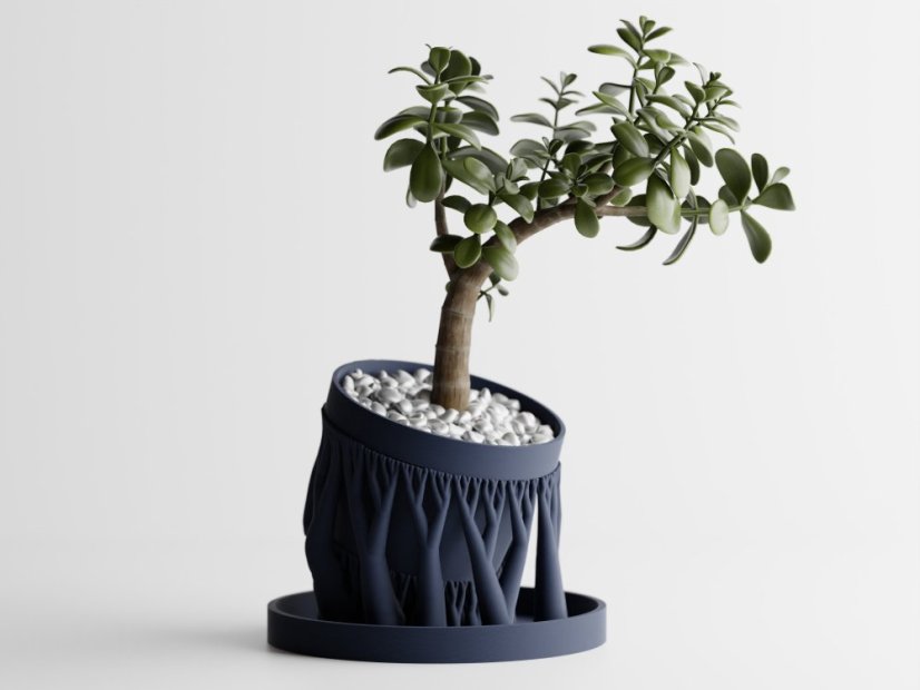 Květináč Organic One - Barva: Tmavě modrá - matná - 008, Vnější rozměry: Ø 15 × V 12 cm