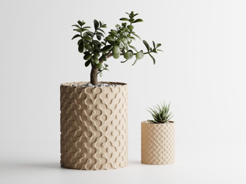 Květináč Flow - Barva: Béžová - matná - 006, Vnější rozměry: Ø 14,5 × V 17,5 cm