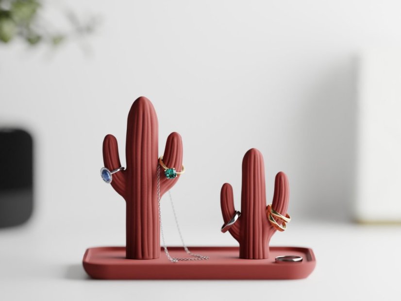 Stojan na šperky Cactus - Barva: Tmavě červená - matná - 007