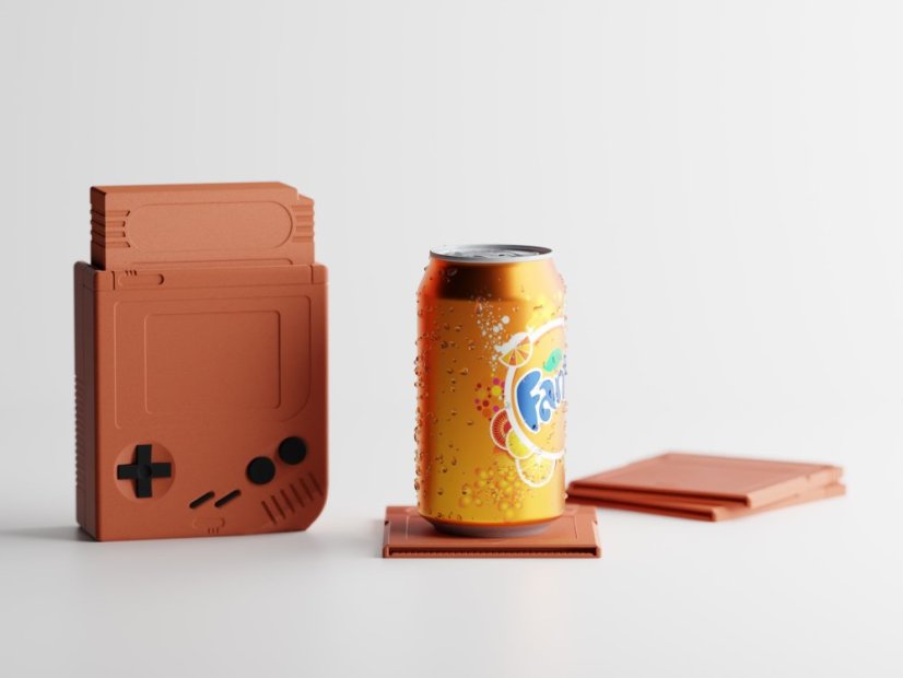 Sada 5ks podtácků RetroSave + úložný box - Barva: Cihlová - 020