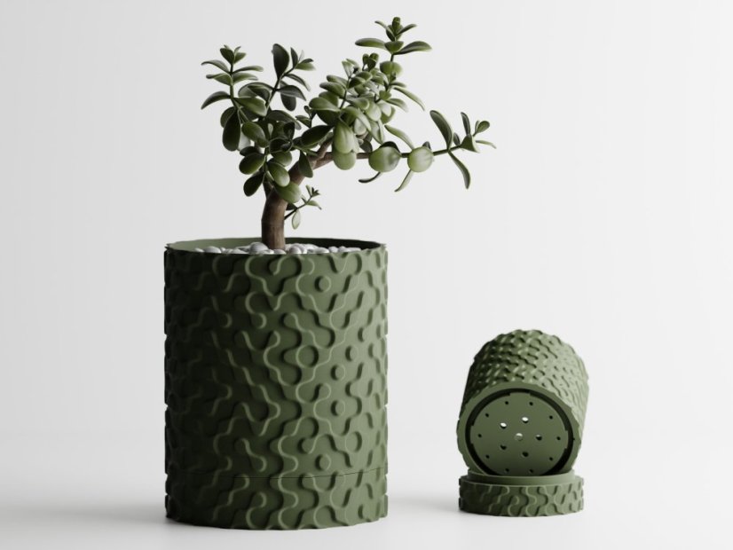Květináč Flow Drip - Barva: Tmavě zelená - matná - 004, Vnější rozměry: Ø 14 × V 17 cm