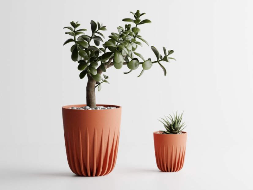 Květináč Aurea - Barva: Cihlová - 020, Vnější rozměry: Ø 13 × V 14,5 cm