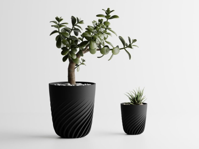 Květináč Ventra - Barva: Černá - matná - 001, Vnější rozměry: Ø 10,5 × V 12 cm