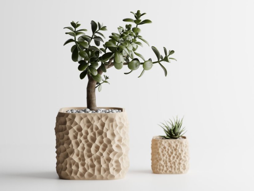 Květináč Terra Forma - Barva: Béžová - matná - 006, Vnější rozměry: Š 10 x H 10 x V 9 cm