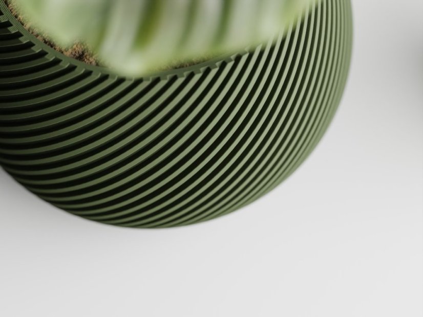 Květináč Ribbo Linea Round - Barva: Tmavě zelená - matná - 004, Vnější rozměry: Ø 10 × V 7 cm