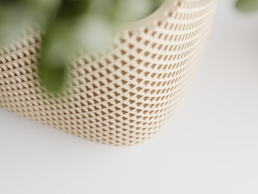 Kvetináč Ribbo Grid Cube - Barva: Bílá - matná - 002, Vnější rozměry: Š 7 x H 7 x V 7 cm