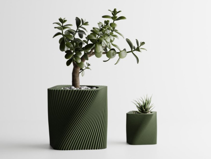 Květináč Twist Linea - Barva: Tmavě zelená - matná - 004, Vnější rozměry: Š 11,5 x H 11,5 x V 11,5 cm