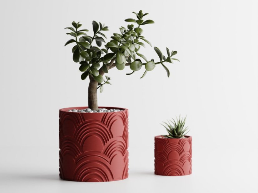 Květináč Wavy Two - Barva: Tmavě červená - matná - 007, Vnější rozměry: Ø 10 × V 10 cm