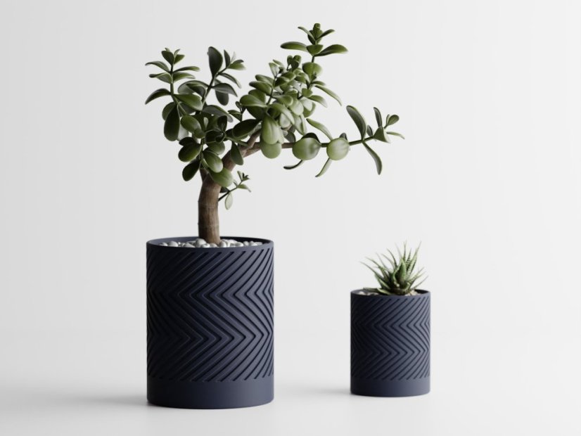 Květináč ZigZag - Barva: Tmavě modrá - matná - 008, Vnější rozměry: Ø 12 × V 15 cm