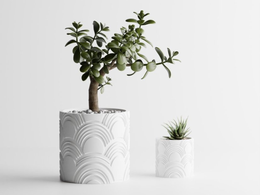 Květináč Wavy Two - Barva: Bílá - matná - 002, Vnější rozměry: Ø 10 × V 10 cm