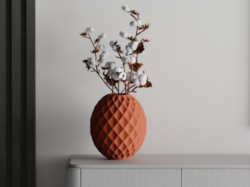 Váza Vasura - Barva: Cihlová - 020, Vnější rozměry: Ø 12 × V 14 cm